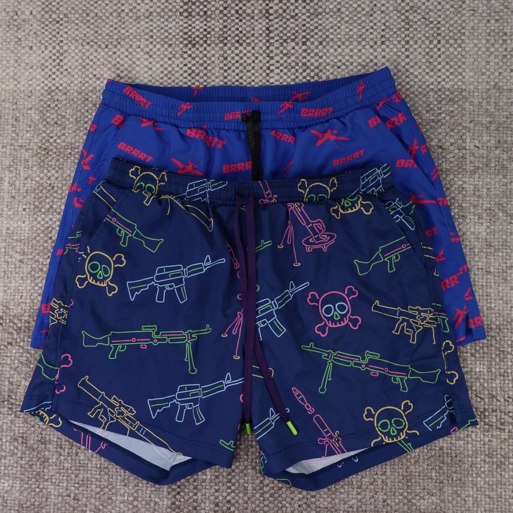 Savage Tacticians Swim Trunks Mens XL Blue Neon Gun A-10 Lot Good 2 Pack